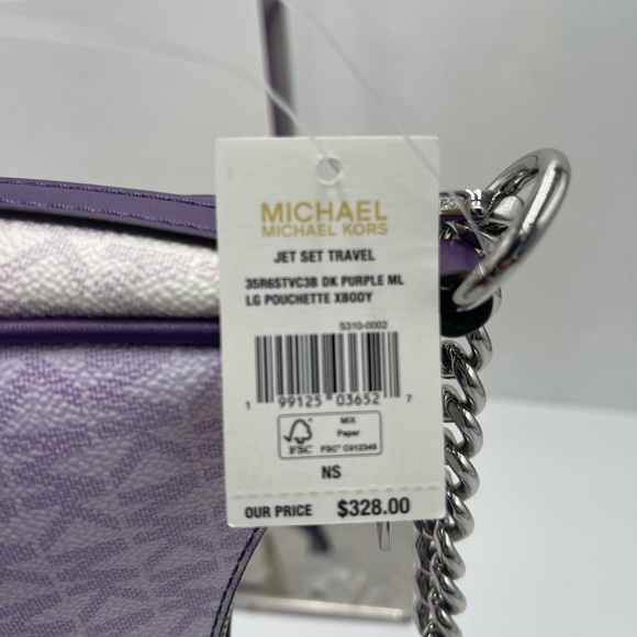 Michael Kors Jet Set Lg  Pochette Ombré Logo Crossbody XBody Bag Dark Purple
NWT - Picture 7 of 16